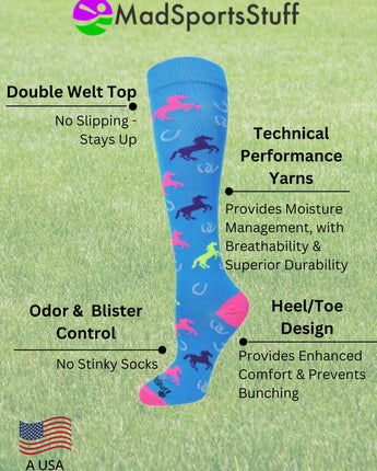 MadSportsStuff socks Wild Horses Equestrian Athletic Over the Calf Socks
