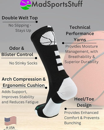 MadSportsStuff socks Youth Basketball Shorts & Socks Set – Athletic Performance Gear for Boys & Girls