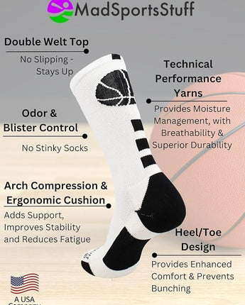 MadSportsStuff socks Youth Basketball Shorts & Socks Set – Athletic Performance Gear for Boys & Girls