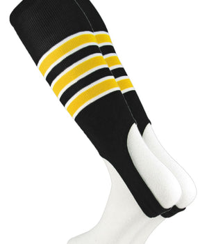 MadSportsStuff stirrups Black/Gold/White / Large Striped Baseball Stirrups Pattern D