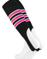 MadSportsStuff stirrups Black/Neon Pink/White / Large Striped Baseball Stirrups Pattern D