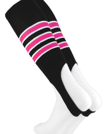 MadSportsStuff stirrups Black/Neon Pink/White / Large Striped Baseball Stirrups Pattern D