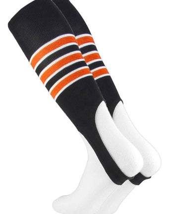 MadSportsStuff stirrups Black/Orange/White / Large Striped Baseball Stirrups Pattern D