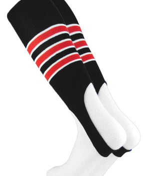 MadSportsStuff stirrups Black/Scarlet/White / Large Striped Baseball Stirrups Pattern D