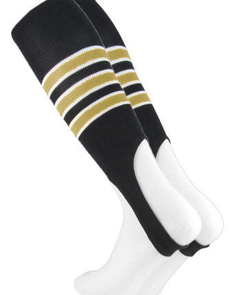 MadSportsStuff stirrups Black/Vegas Gold/White / Large Striped Baseball Stirrups Pattern D