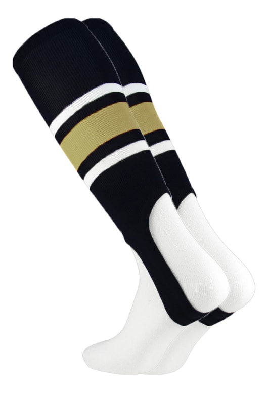 MadSportsStuff stirrups Black/Vegas Gold/White / Large Striped Baseball Stirrups Pattern E