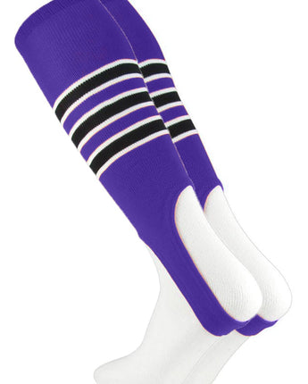 MadSportsStuff stirrups Purple/Black/White / Large Striped Baseball Stirrups Pattern D