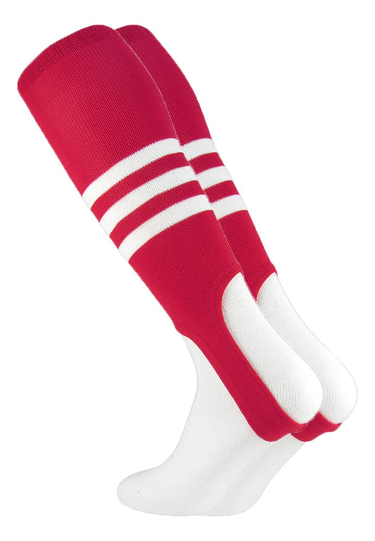 MadSportsStuff stirrups Scarlet/White / Large Striped Baseball Stirrups Pattern B
