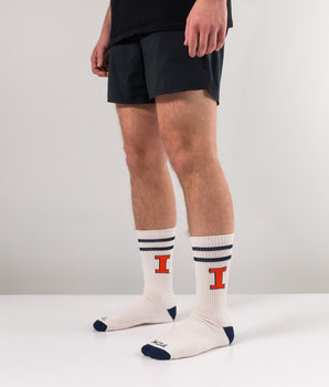 TCK athletic>fan-socks>mens>football Illinois Fighting Illini Socks NCAA Socks For Men and Womens Soft Cotton Sock