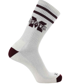 NCAA Vintage College Striped Socks - Mississippi State Bulldogs (Large)
