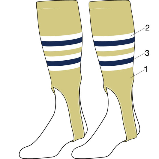 TCK customizable socks Base/Inner Stripes/Outer Stripes/Cut Length / Small Custom Baseball Stirrups Pattern I