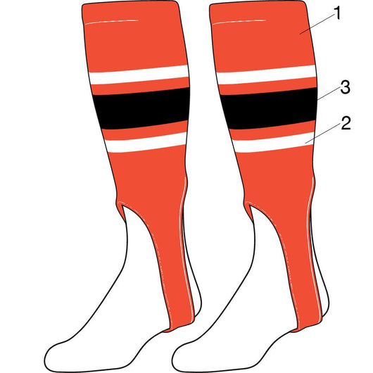TCK customizable socks Base/Thick Stripe/Thin Stripes/Cut Length / Small Custom Baseball Stirrups Pattern E