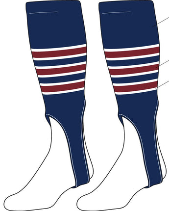 TCK customizable socks Base/Thick Stripes/Thin Stripes/Cut Length / Small Custom Baseball Stirrups Pattern D