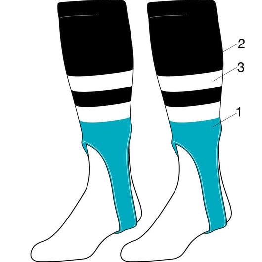 TCK customizable socks Base/Top/Stripes/Cut Length / Small Custom Baseball Stirrups Pattern G