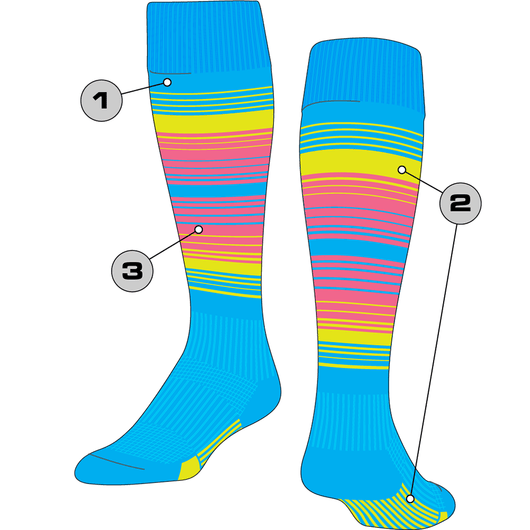 TCK customizable socks Custom Baseball and Softball Socks - Dugout Striped Bold Pattern