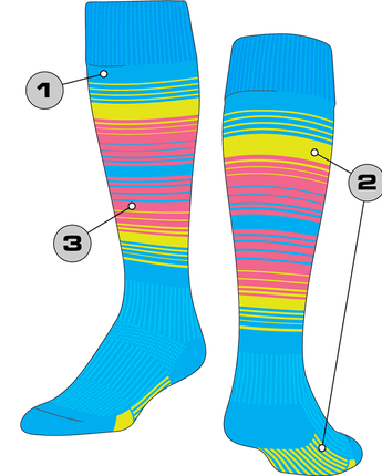 TCK customizable socks Custom Baseball and Softball Socks - Dugout Striped Bold Pattern