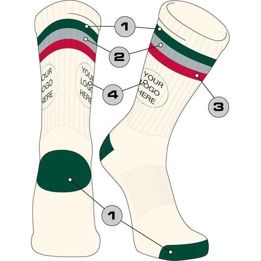 TCK customizable socks Custom Crew Socks Vintage Triple Bold Stripe