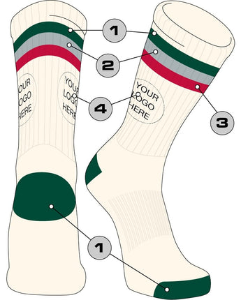 TCK customizable socks Custom Crew Socks Vintage Triple Bold Stripe