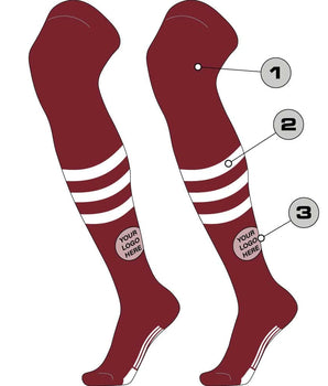 TCK customizable socks Custom Dugout Striped Over the Knee Baseball Socks Pattern B