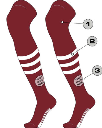 TCK customizable socks Custom Dugout Striped Over the Knee Baseball Socks Pattern B
