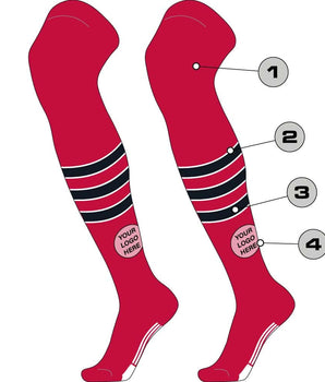 TCK customizable socks Custom Dugout Striped Over the Knee Baseball Socks Pattern D