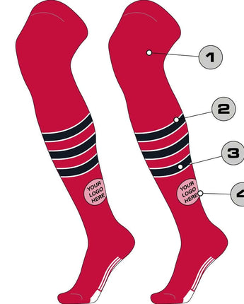 TCK customizable socks Custom Dugout Striped Over the Knee Baseball Socks Pattern D