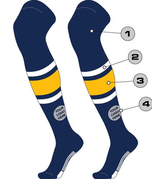 TCK customizable socks Custom Dugout Striped Over the Knee Baseball Socks Pattern E