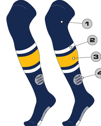TCK customizable socks Custom Dugout Striped Over the Knee Baseball Socks Pattern E