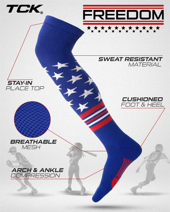 TCK customizable socks Custom Over the Knee Baseball and Softball Socks - Dugout Freedom Pattern