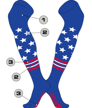 TCK customizable socks Custom Over the Knee Baseball and Softball Socks - Dugout Freedom Pattern