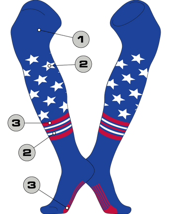 TCK customizable socks Custom Over the Knee Baseball and Softball Socks - Dugout Freedom Pattern