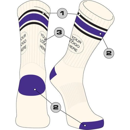 TCK customizable socks Custom Vintage Crew Socks Triple Stripe
