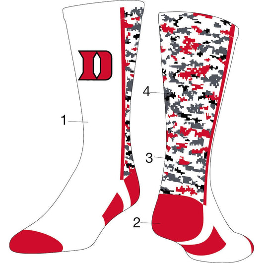 TCK customizable socks Front/Accents/Camo1/Camo2 / Large Custom Digital Camo Crew Socks
