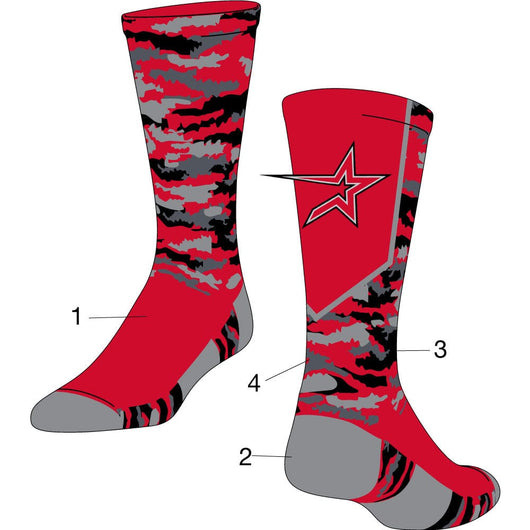 TCK customizable socks Front/Accents/Camo1/Camo2 / Large Custom Woodland Camo Crew Socks