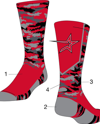 TCK customizable socks Front/Accents/Camo1/Camo2 / Large Custom Woodland Camo Crew Socks