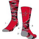 TCK customizable socks Front/Accents/Camo1/Camo2 / Large Custom Woodland Camo Crew Socks