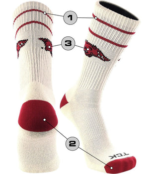 TCK customizable socks Front/Accents / Large Custom Crew Socks Vintage Thin Stripes