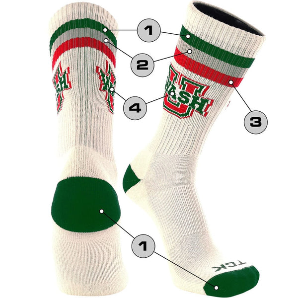 TCK customizable socks Front/Accents / Large Custom Crew Socks Vintage Triple Bold Stripe