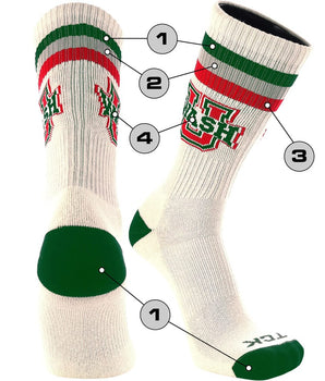 TCK customizable socks Front/Accents / Large Custom Crew Socks Vintage Triple Bold Stripe