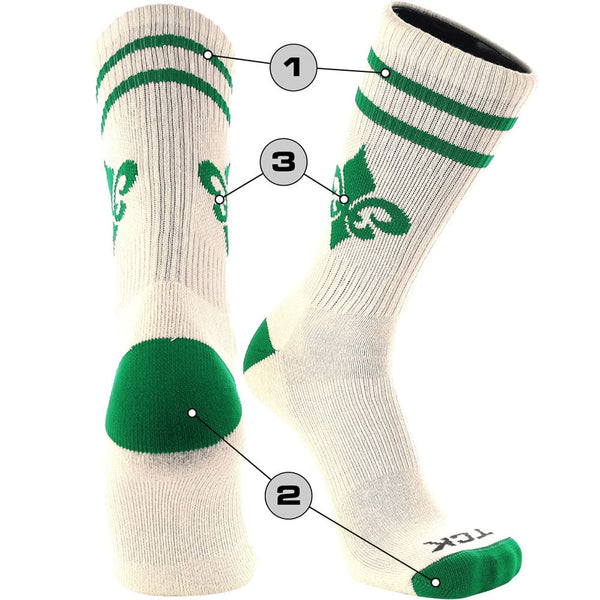 TCK customizable socks Front/Accents / Large Custom Vintage Crew Socks Double Stripe
