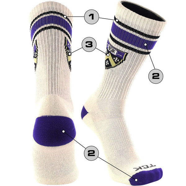 TCK customizable socks Front/Accents / Large Custom Vintage Crew Socks Triple Stripe