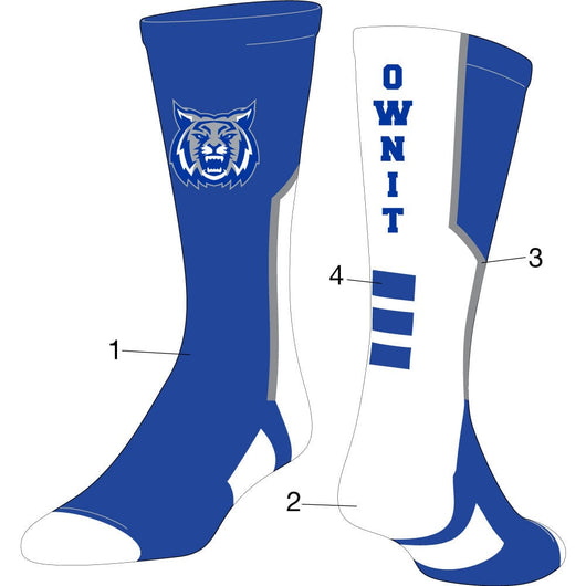 TCK customizable socks Front/Back/Accents / Large Custom Perimeter 2.0 Crew Socks
