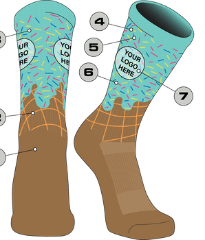 TCK customizable socks Ice Cream Cone Custom Logo Crew Socks