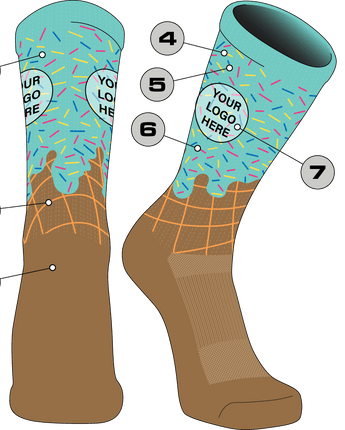 TCK customizable socks Ice Cream Cone Custom Logo Crew Socks