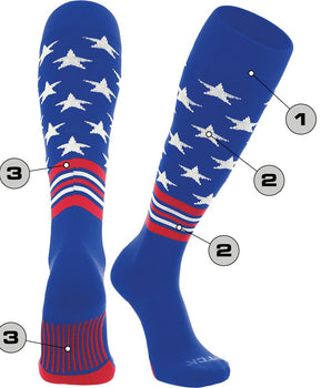 TCK customizable socks Main/Accent 1 / Large Custom Baseball and Softball Socks - Dugout Freedom Pattern