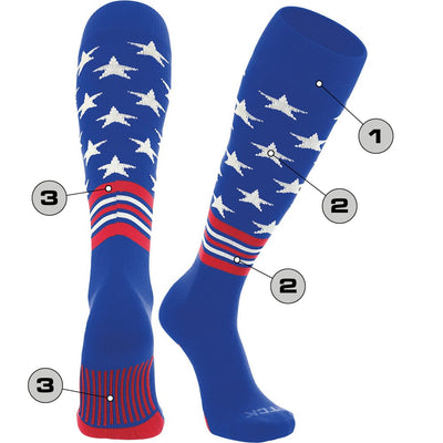 TCK customizable socks Main/Accent 1 / Large Custom Baseball and Softball Socks - Dugout Freedom Pattern