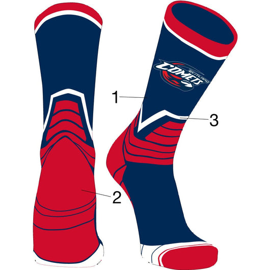 TCK customizable socks Main/HeelToe/Accents / Large Custom Victory Crew Socks