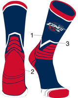 TCK customizable socks Main/HeelToe/Accents / Large Custom Victory Crew Socks