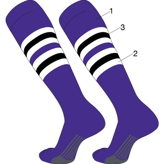 TCK customizable socks Main/Inner Stripes/Outer Stripes / Large Custom Dugout Striped Baseball Socks Pattern I