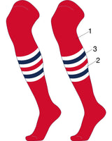 TCK customizable socks Main/Inner Stripes/Outer Stripes / Large Custom Dugout Striped Over the Knee Baseball Socks Pattern I